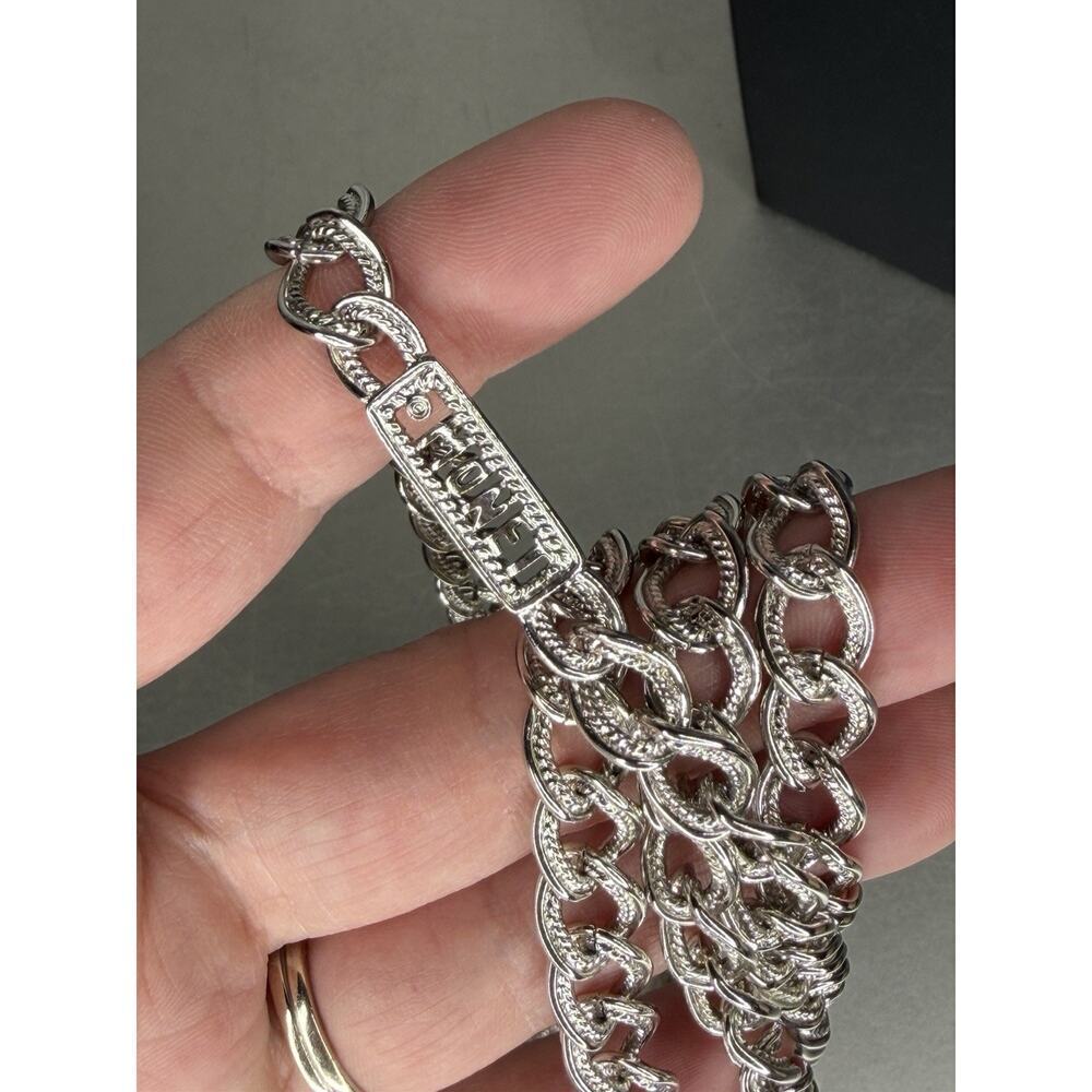 VINTAGE MONET 52" Extra Long Link Chain Silver Necklace Layered - Picture 3 of 3